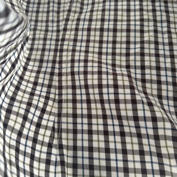 Eton Shirt Mens 16.5 42 Slim Brown Green Check Plaid Button Down Long Sleeve - Picture 7 of 12